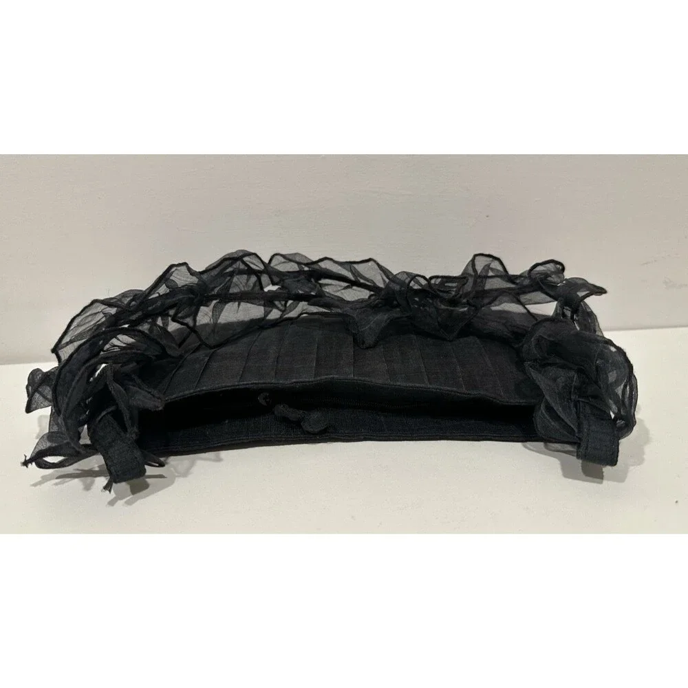 Aspara  women vintage evening black silk shoulder handbag